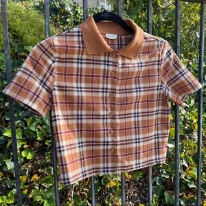 Brandy Melville John Galt Cropped plaid top
